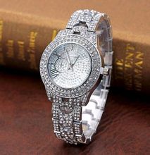 Luxury Women Silver Bracelet Crystal Diamond Ladies Watch